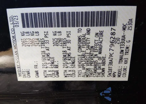 2023 Nissan Rogue Sv Fwd из США, поврежденный, VIN 5N1BT3BA7PC796287